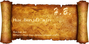 Hux Benjámin névjegykártya
